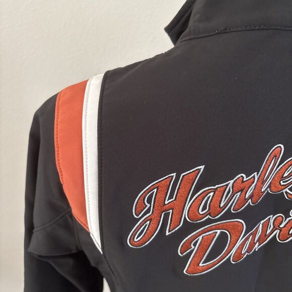 Harley Davidson Black Orange Full Zip Jacket Soft Shell Women’s Size Medium - Picture 16 of 16